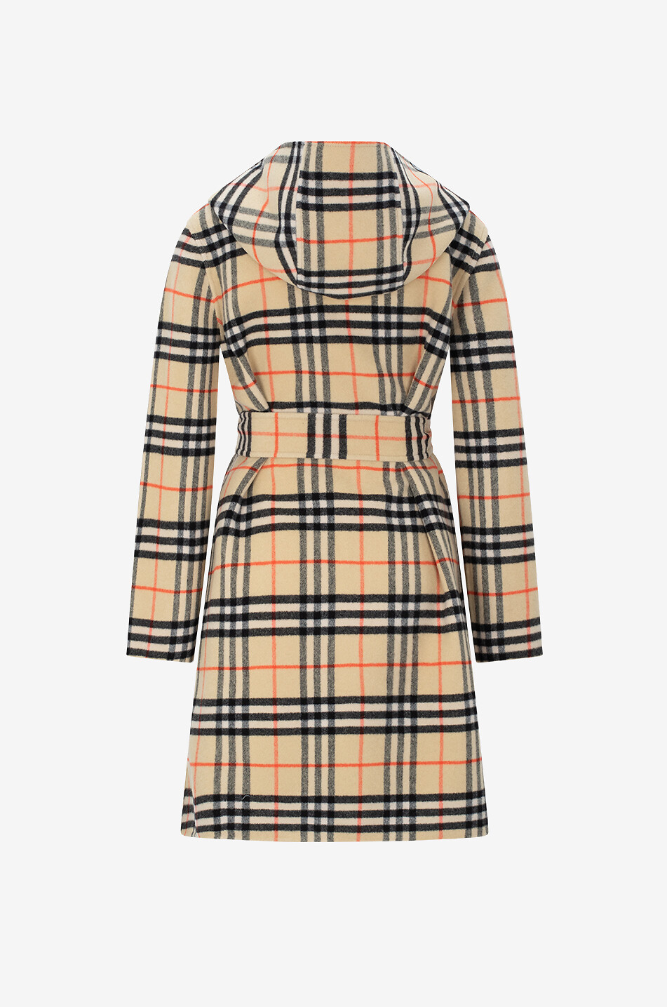 BURBERRY Manteau paletot réversible en laine à capuche Check Femme BEIGE 4