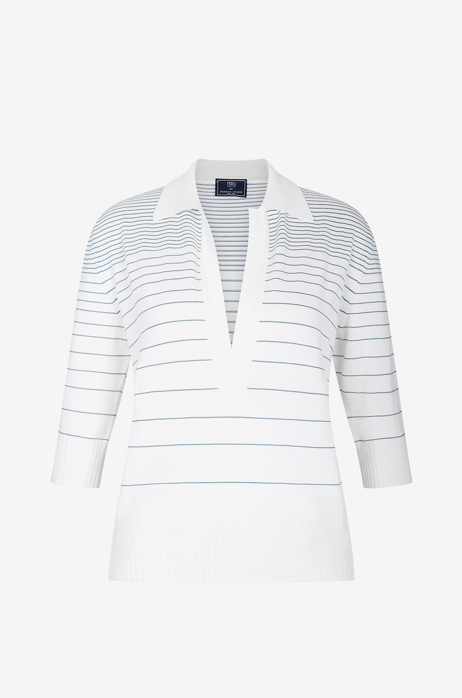 Tecna viscose and cotton 3/4 sleeve V-neck jumper