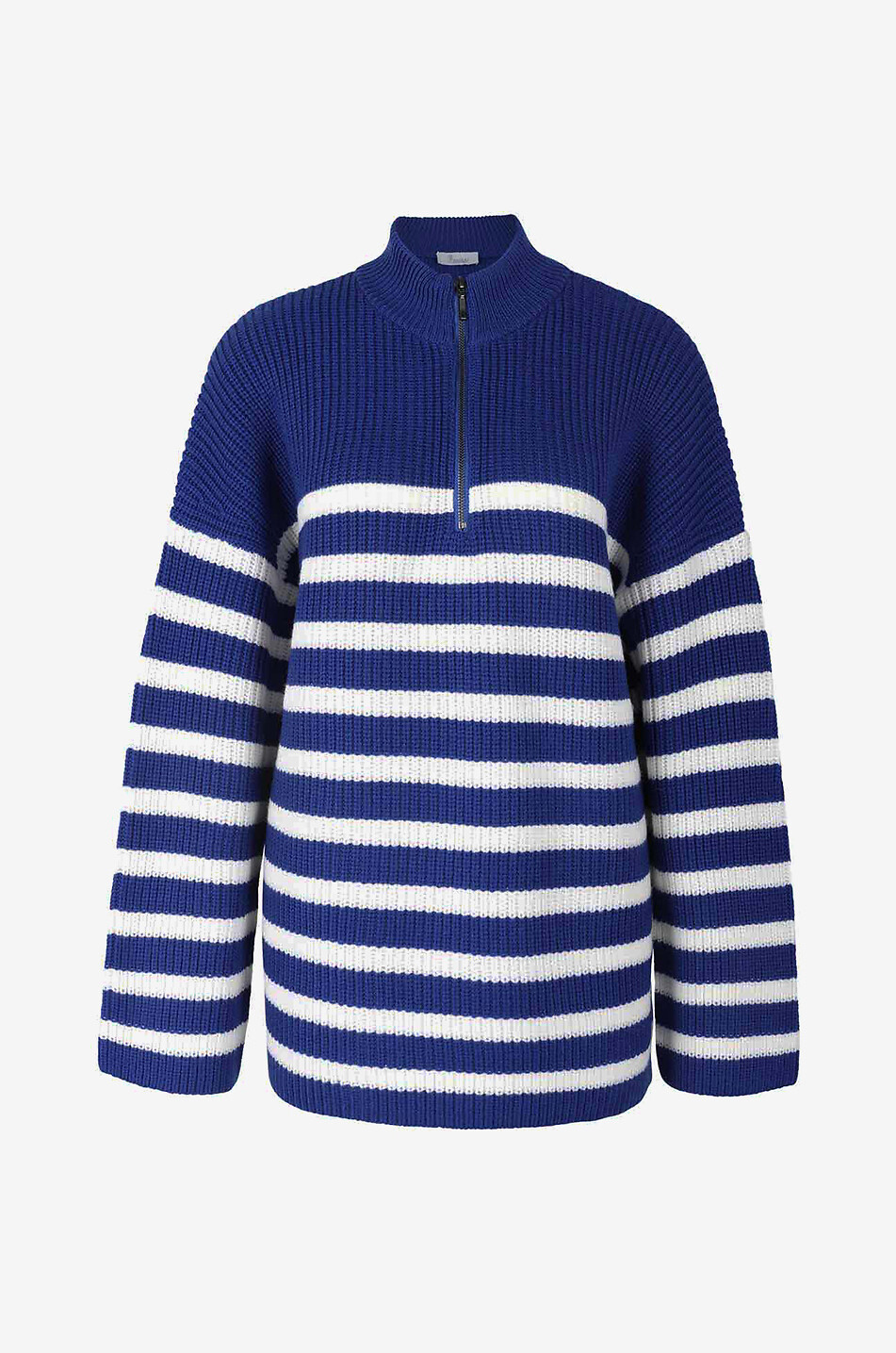 Pull rayé à col montant en laine mérinos