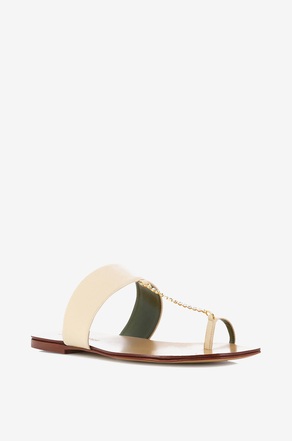 MARIA LUCA Leather chain-detail sandals Women EGGSHELL 1