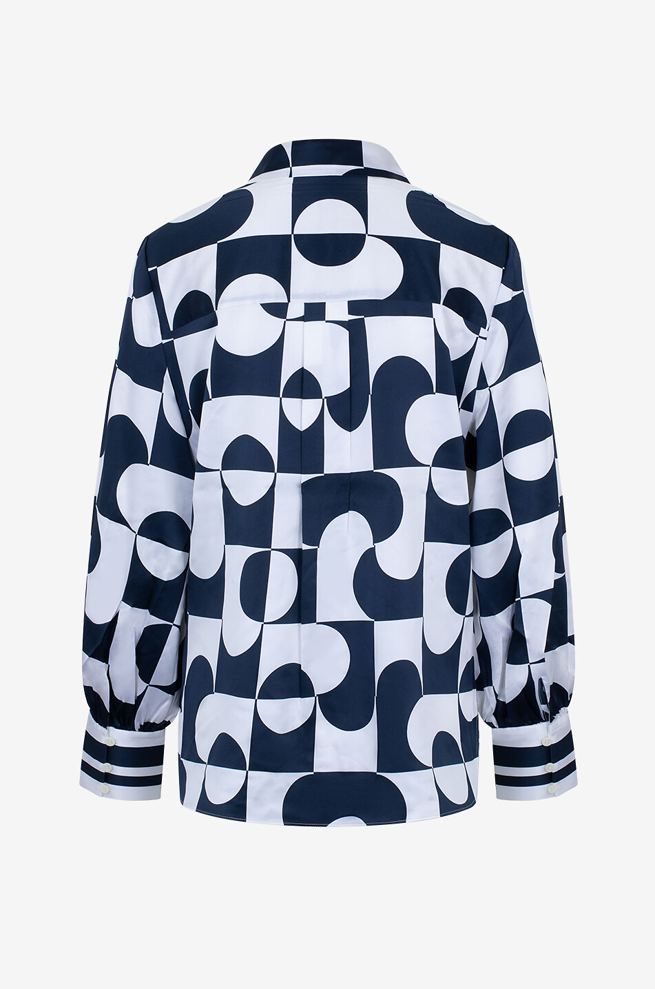 HERZEN'S ANGELEGENHE Blouse à manches longues en soie à effet optique Femme BLEU FONCE 2