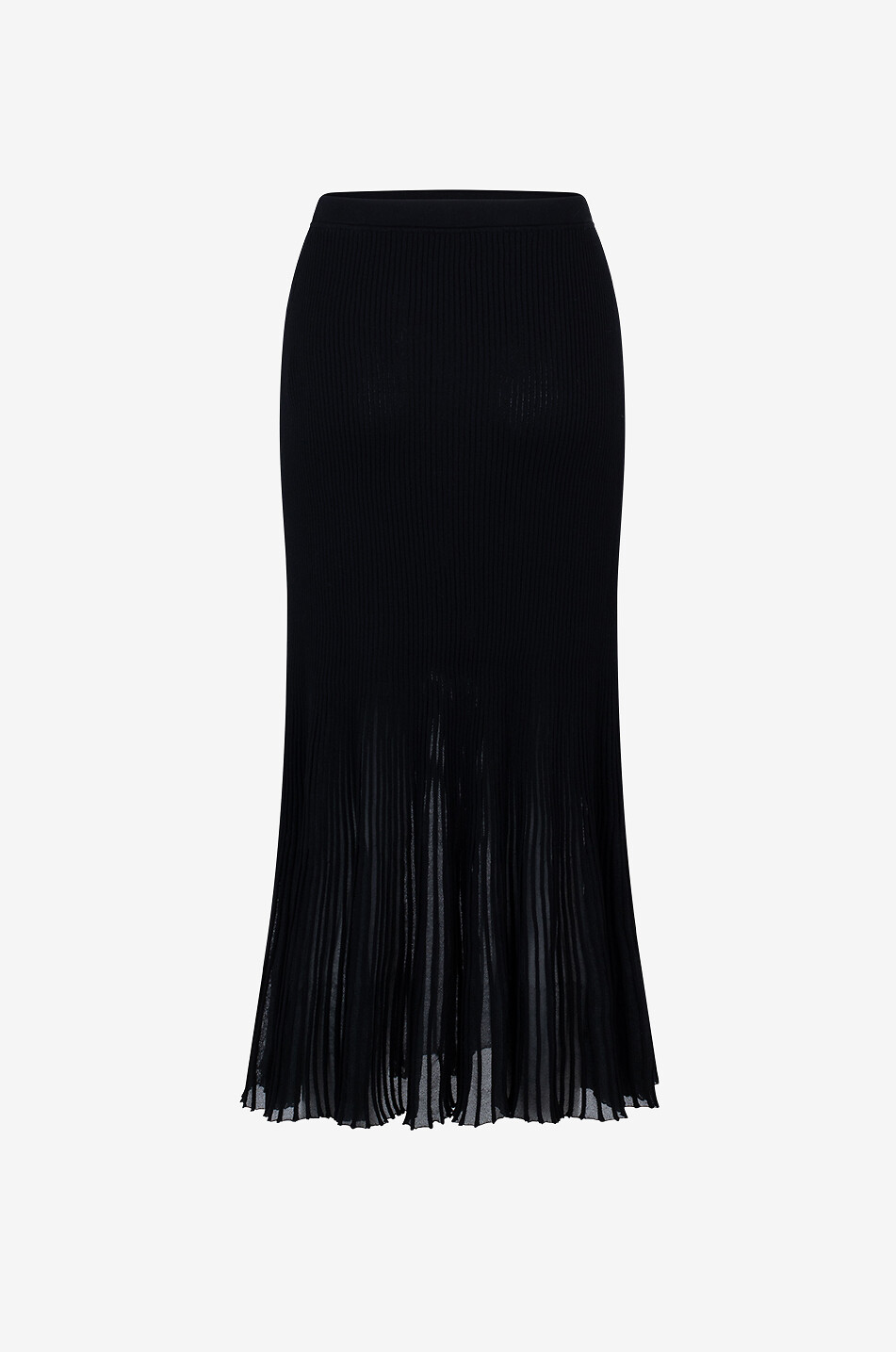 ULLA JOHNSON Jupe longue ajustée en maille côtelée Vera Femme NOIR 1