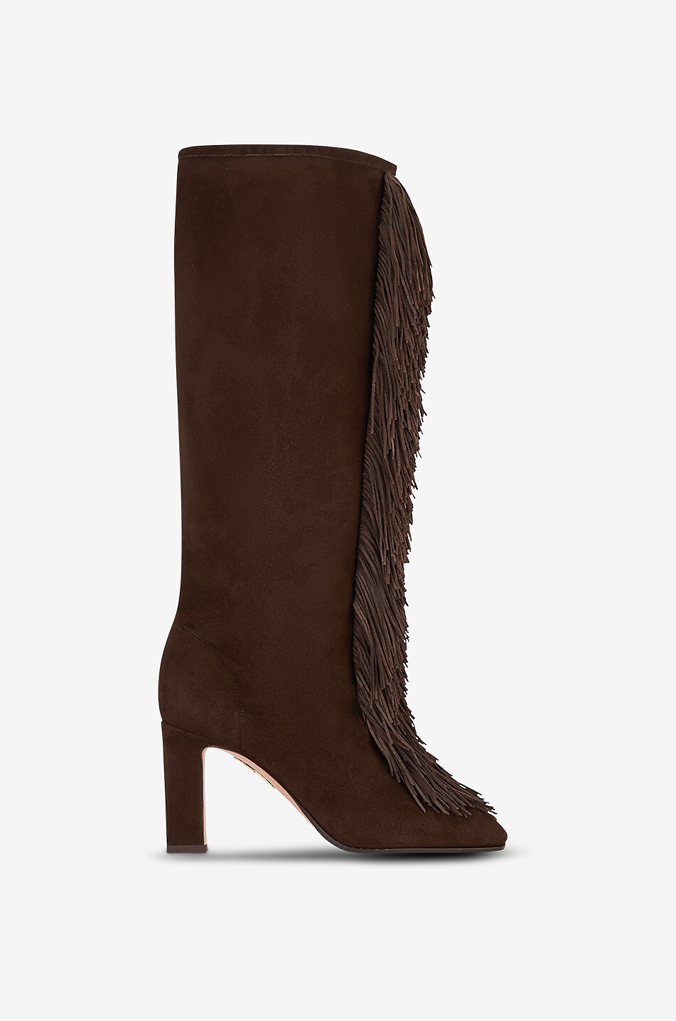 AQUAZZURA Gytane 85 fringe-adorned suede boots Women DARK BROWN 2