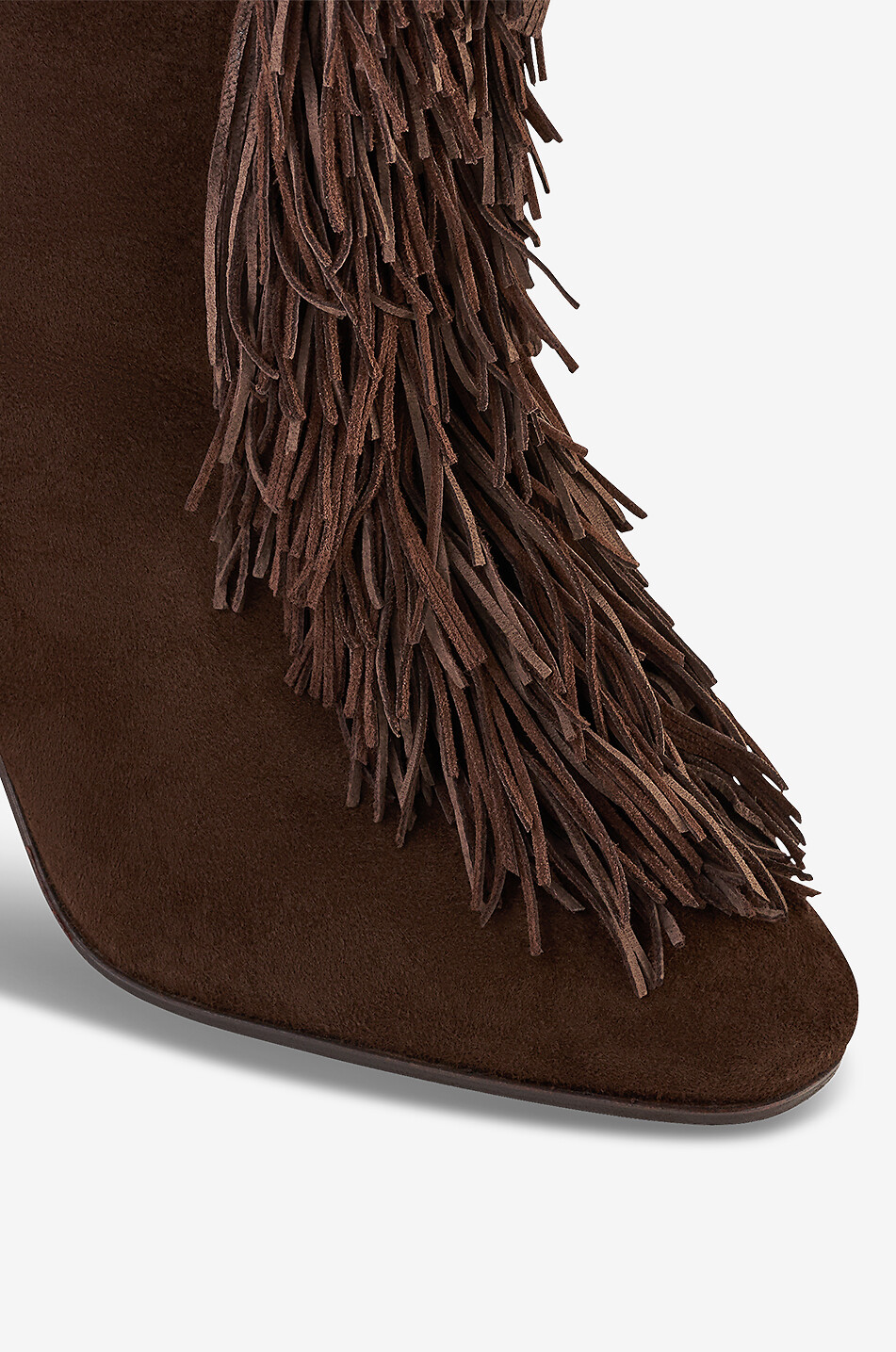 AQUAZZURA Gytane 85 fringe-adorned suede boots Women DARK BROWN 5