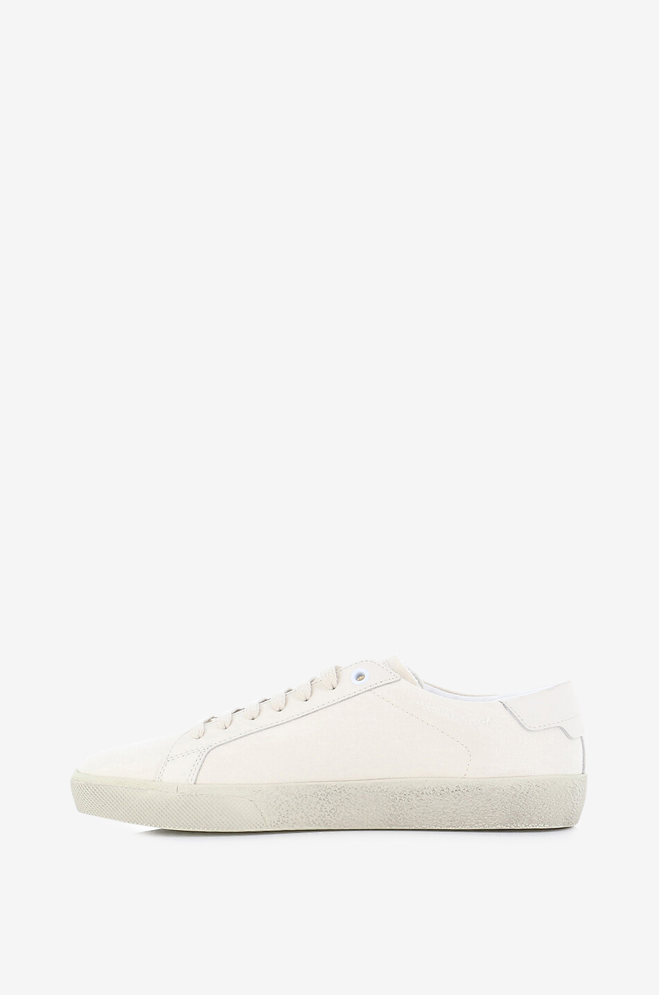 SAINT LAURENT PARIS Court Classic SL/06 distressed canvas low-top lace-up sneakers Women WHITE 3