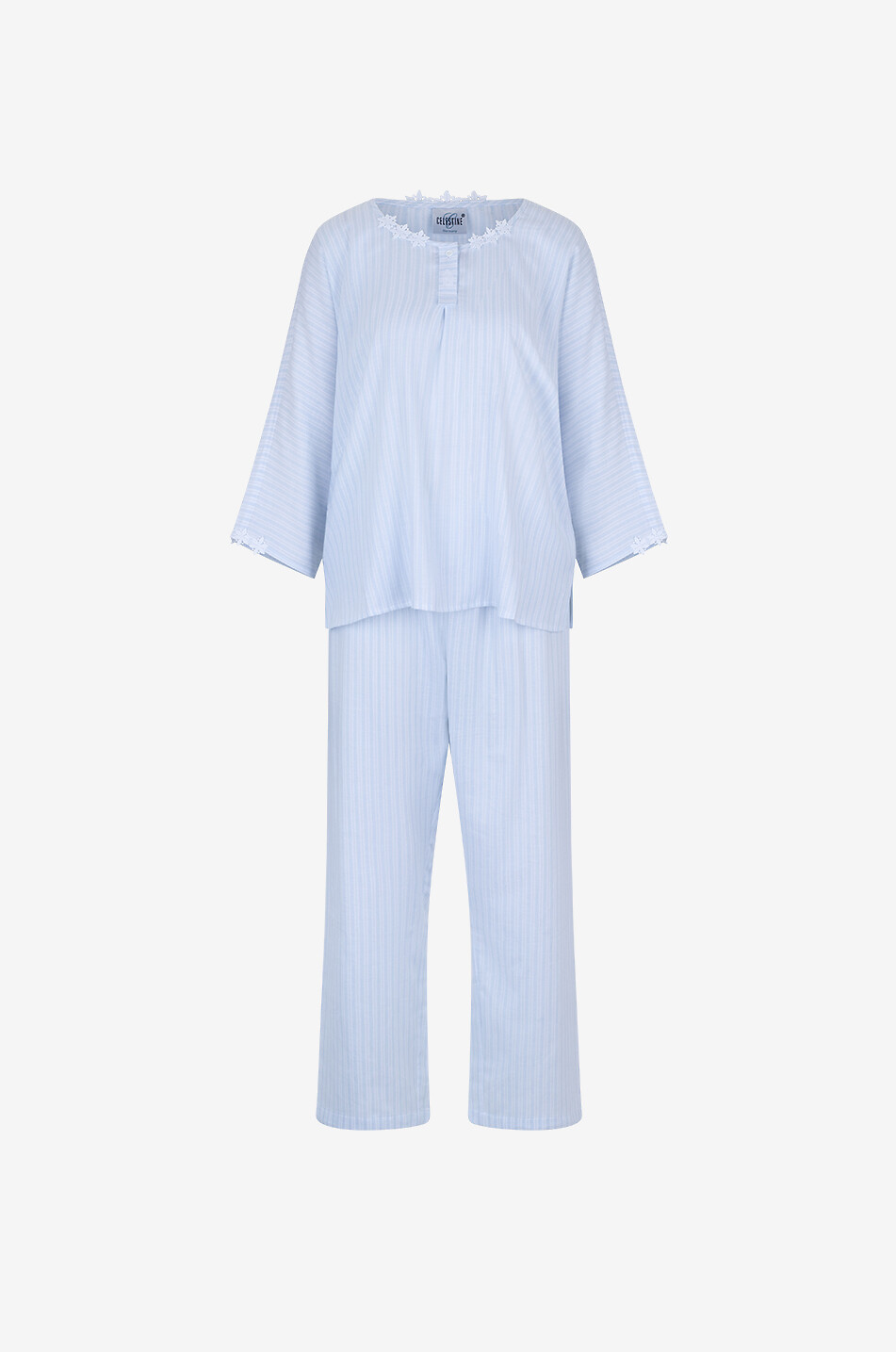 CELESTINE Ensemble de pyjama rayé à col rond en coton Josie Femme BLEU CLAIR 1