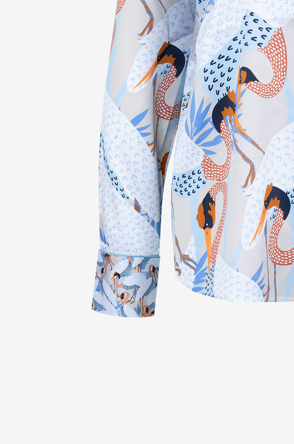 HERZEN'S ANGELEGENHE Langärmelige Bluse aus Seide mit Flamingoprint Damen BLAU 3