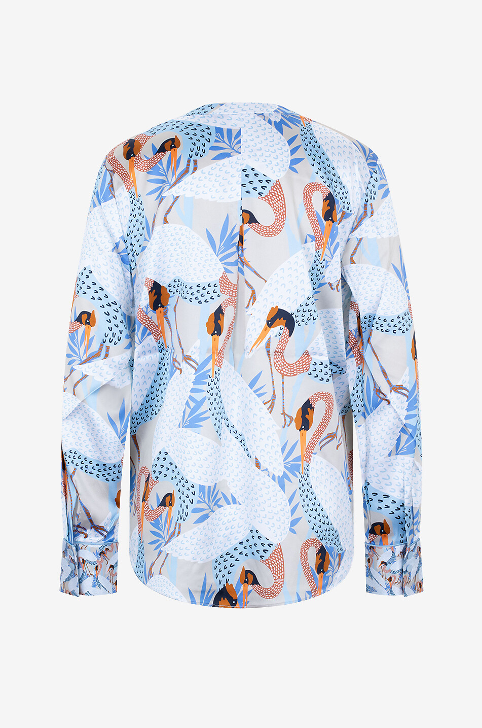 HERZEN'S ANGELEGENHE Langärmelige Bluse aus Seide mit Flamingoprint Damen BLAU 2