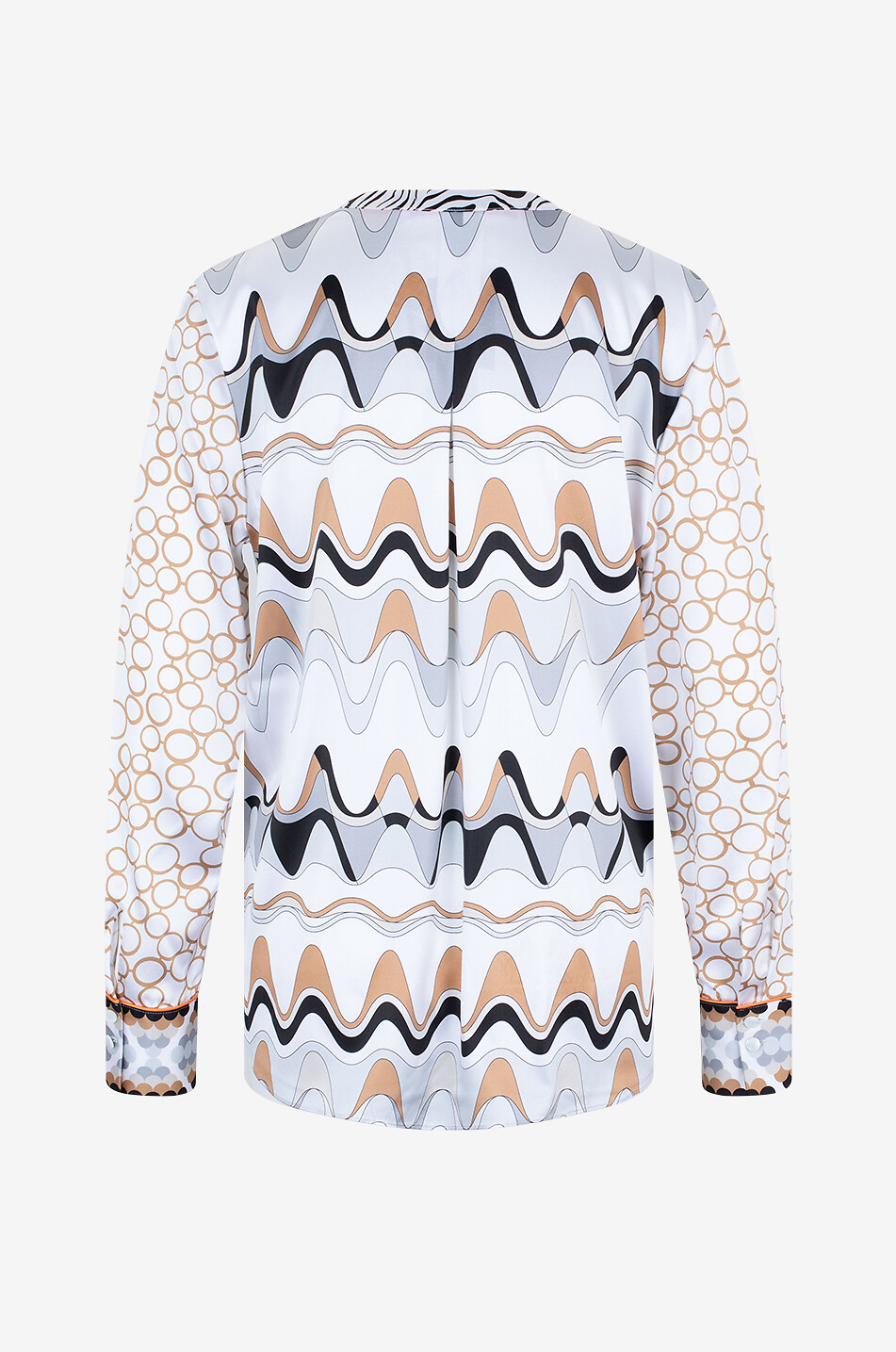 Paisley and pearl print silk long-sleeved blouse