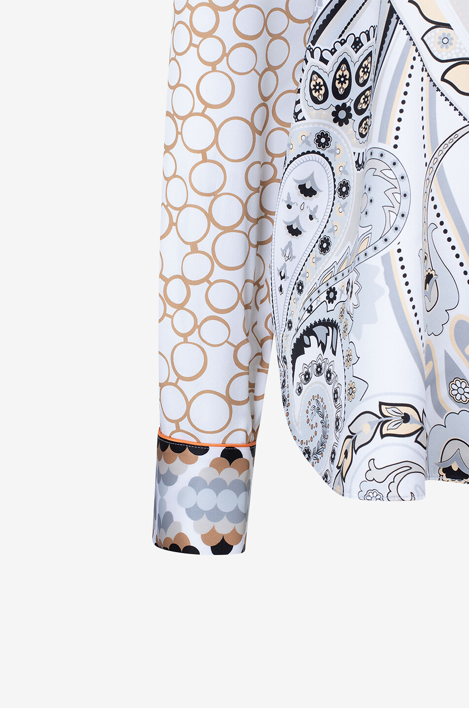 Paisley and pearl print silk long-sleeved blouse