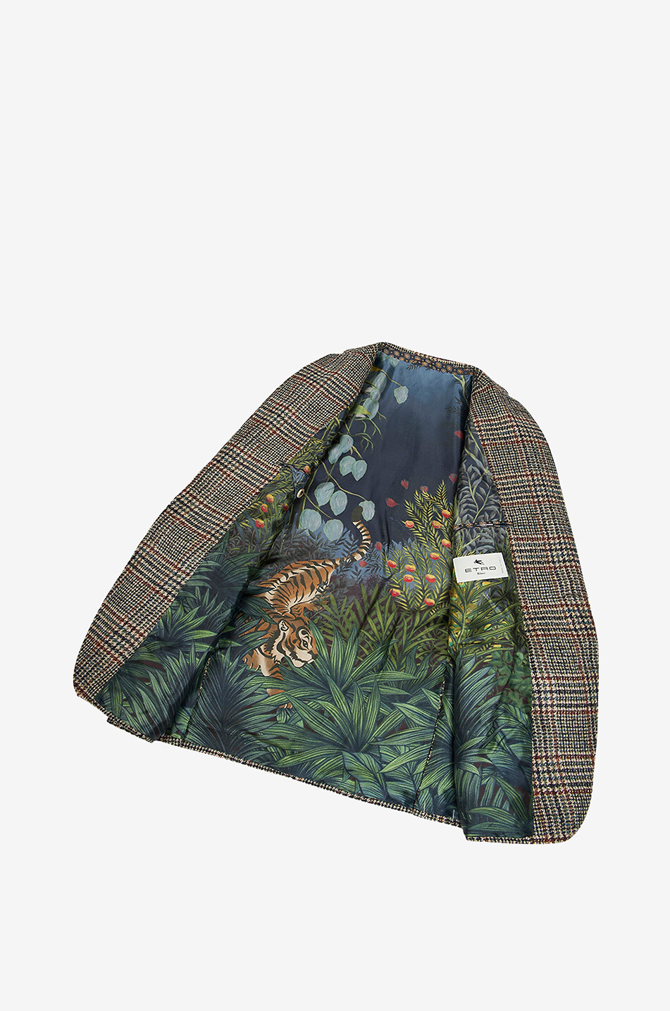 Blazer à boutonnage simple et carreaux en laine et alpaga