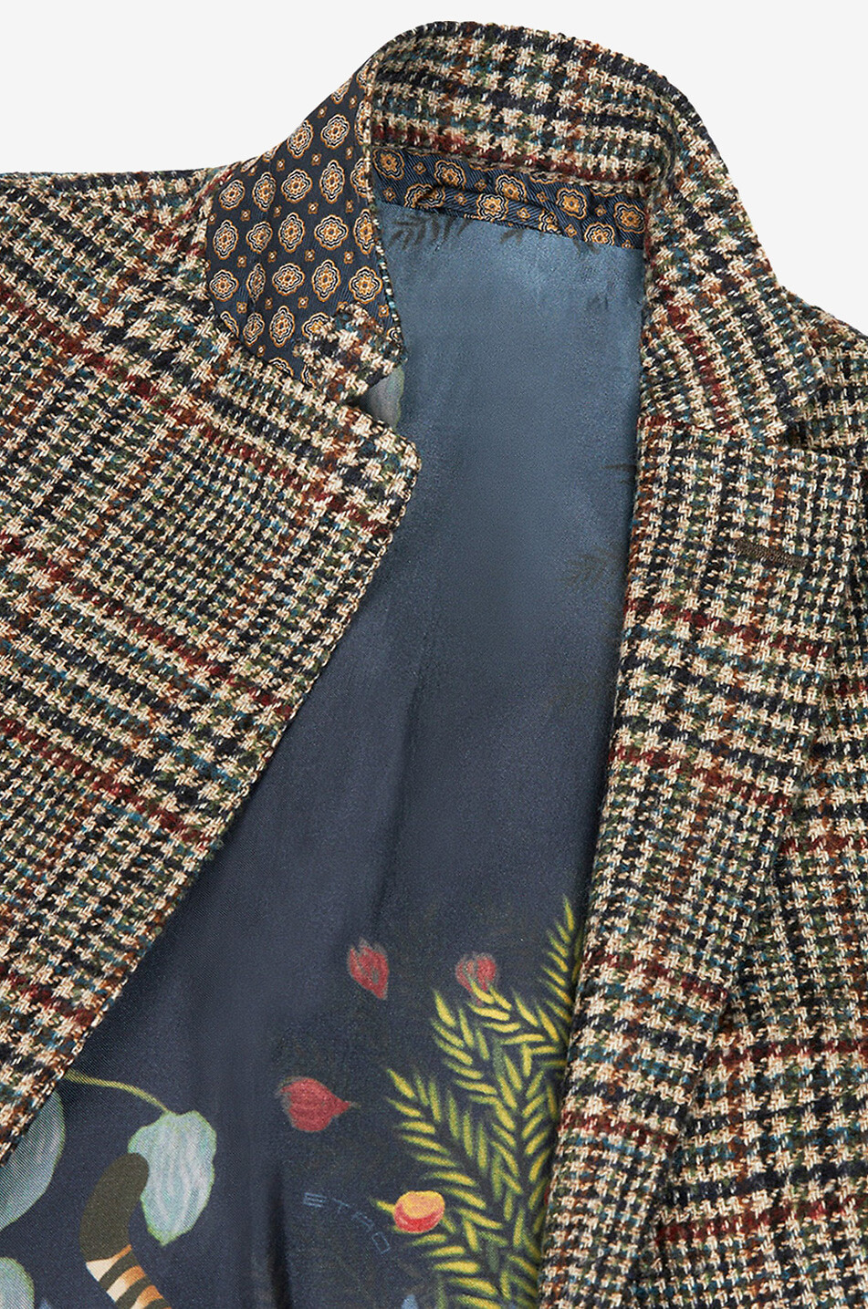 Blazer à boutonnage simple et carreaux en laine et alpaga