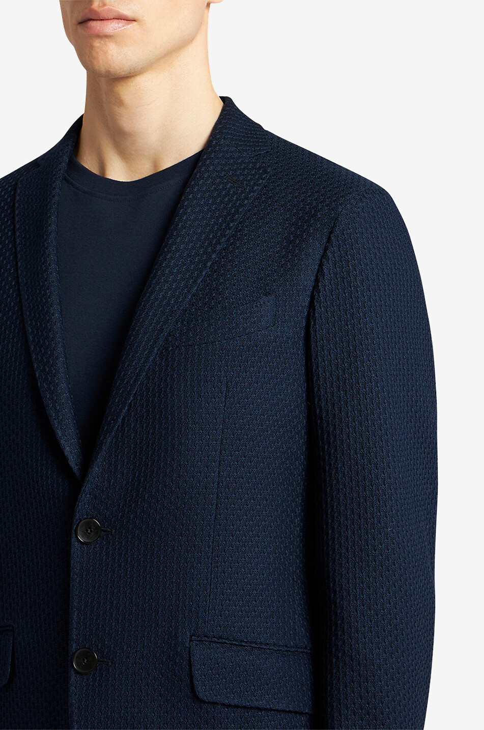 ETRO Textured cotton knit fitted blazer Men DARK BLUE 5