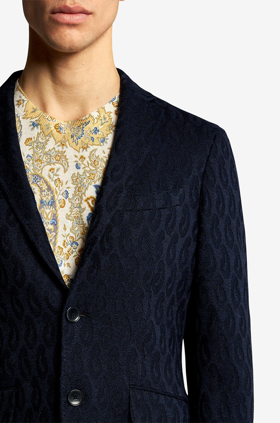 ETRO Blazer en maille jacquard de coton Paisley Homme BLEU FONCE 6