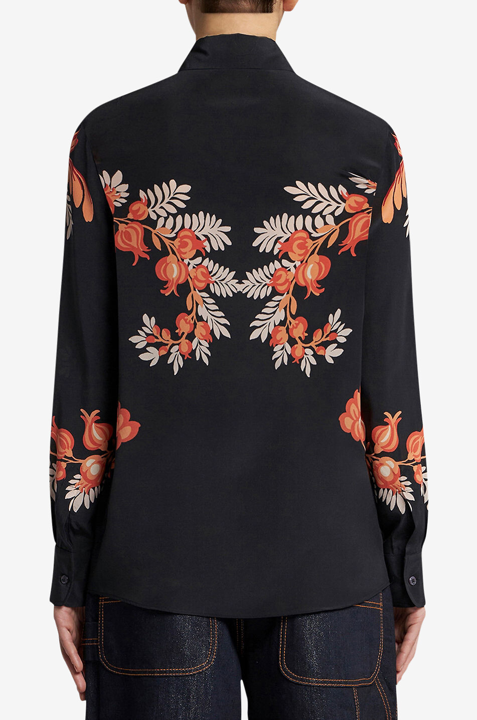 Chemise en crêpe de soie imprimée fleurs