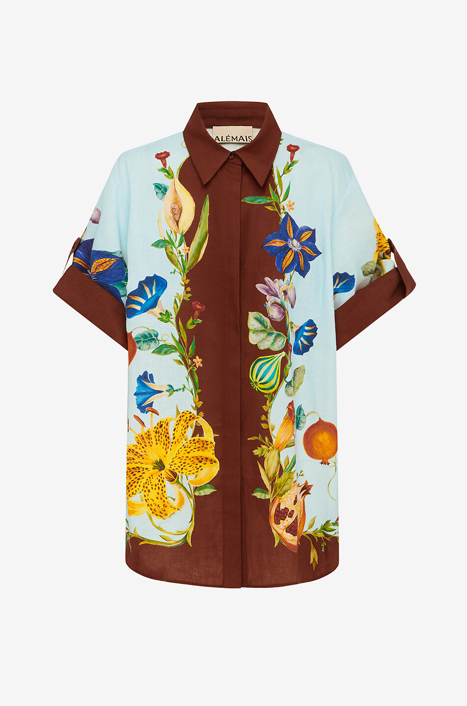 ALEMAIS Leinen-Kurzarm-Hemd Dahlia Floral Damen BUNT 1