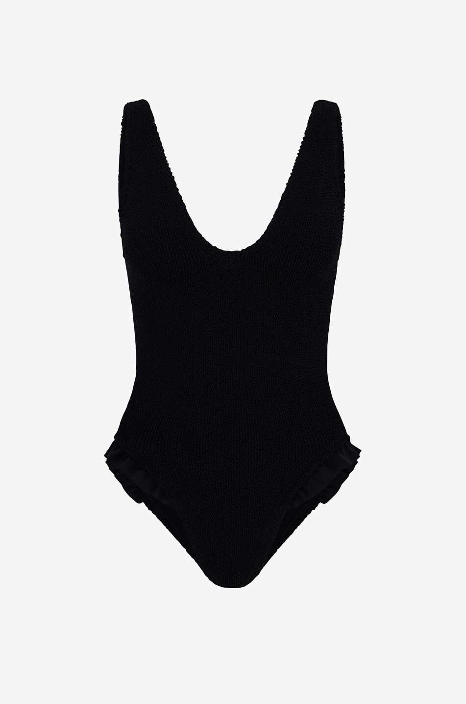 HUNZA G Lisa V-neck swimsuit with ruffles Women BLACK 1