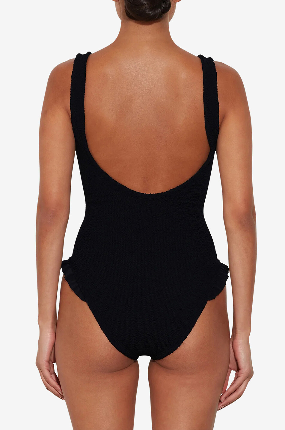 HUNZA G Lisa V-neck swimsuit with ruffles Women BLACK 3