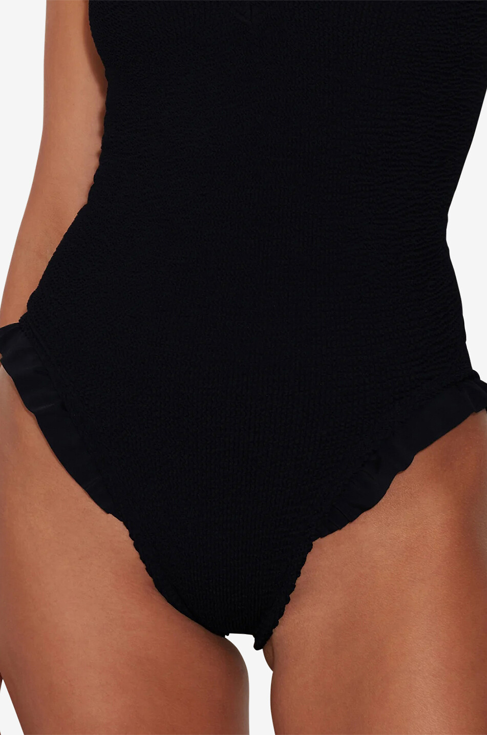 HUNZA G Lisa V-neck swimsuit with ruffles Women BLACK 4