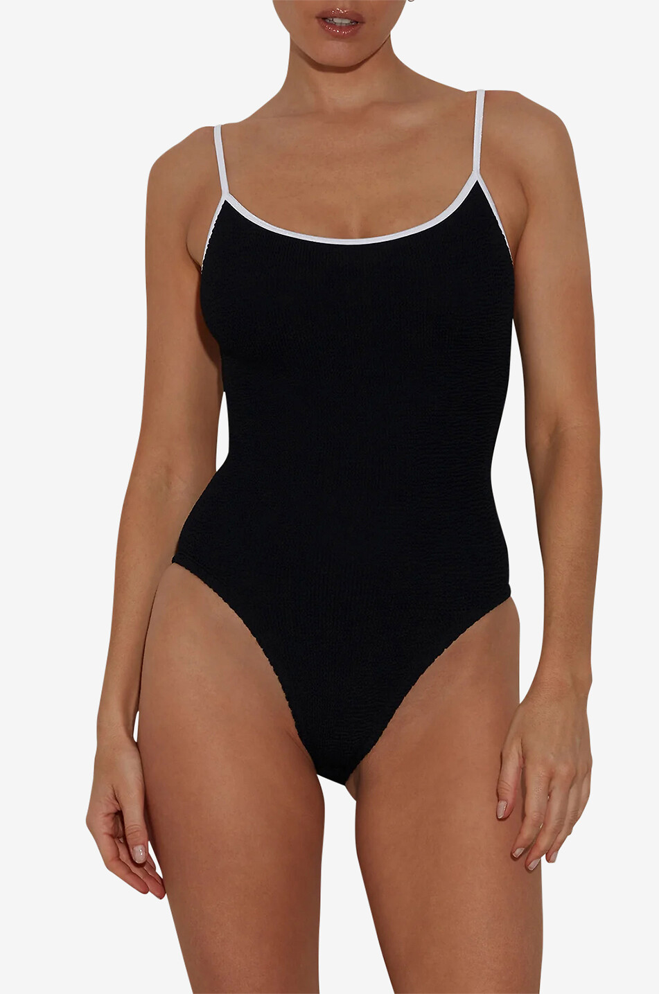 HUNZA G Pamela swimsuit with slim contrasting straps Women BLACK 2
