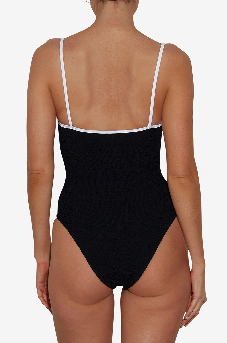 HUNZA G Pamela swimsuit with slim contrasting straps Women BLACK 3