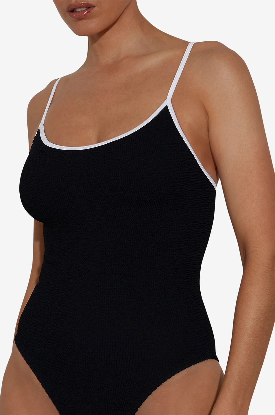 HUNZA G Pamela swimsuit with slim contrasting straps Women BLACK 4