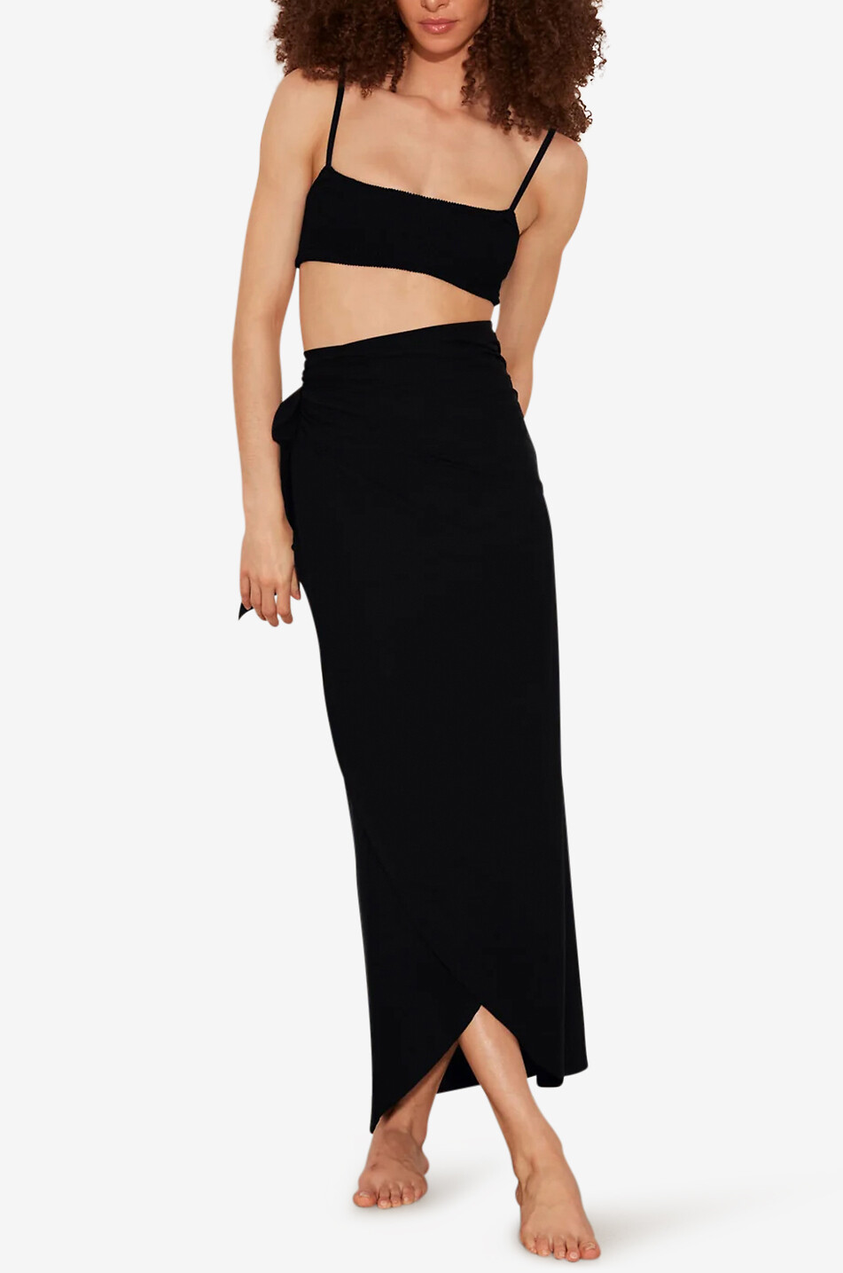 HUNZA G Paréo long en tissu anti-UV UPF 50+ Femme NOIR 2