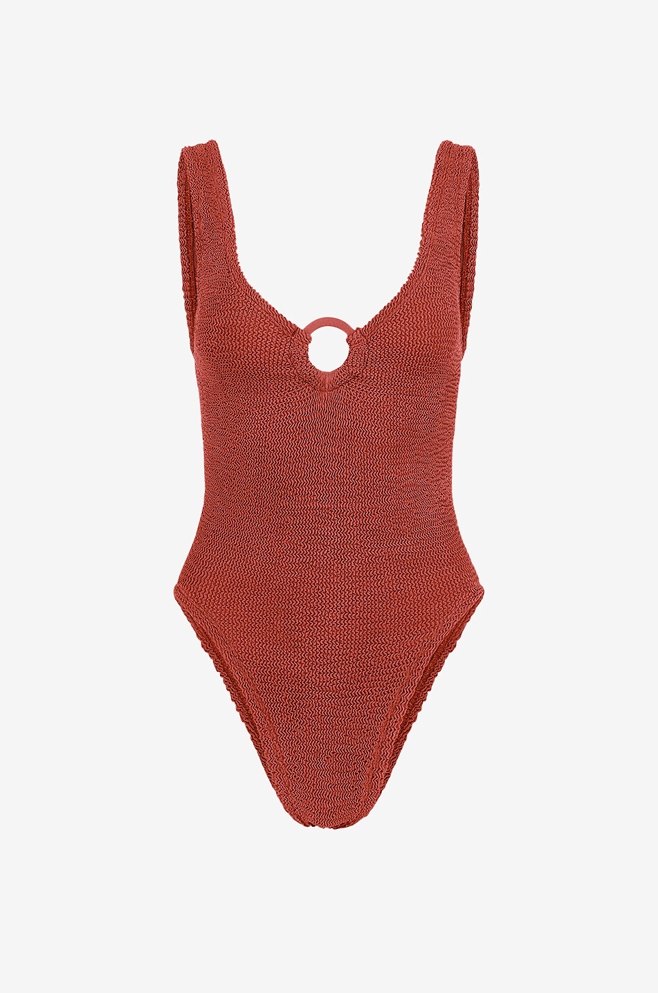 HUNZA G Maillot de bain à col V orné d'un anneau Celine Femme ROSE FONCÉ 1