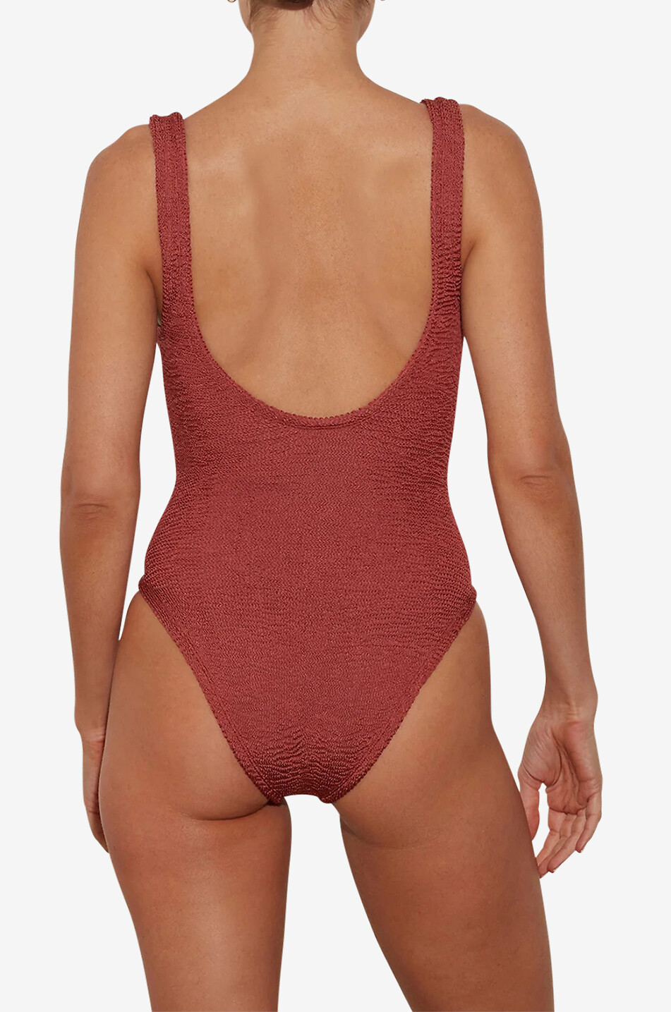 HUNZA G Maillot de bain à col V orné d'un anneau Celine Femme ROSE FONCÉ 3