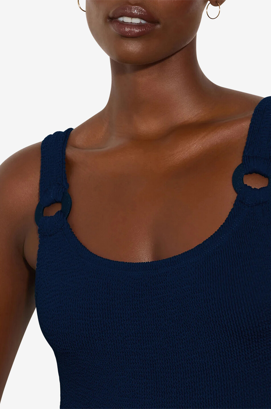 HUNZA G Domino swimsuit with hoop-adorned straps Women DARK BLUE 4