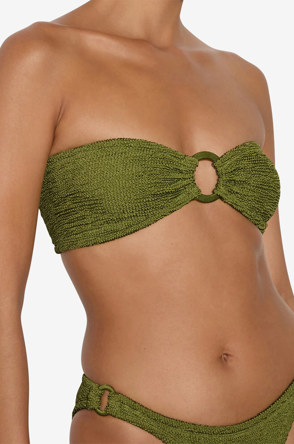 HUNZA G Gloria hoop-adorned bandeau bikini Women KHAKI 4