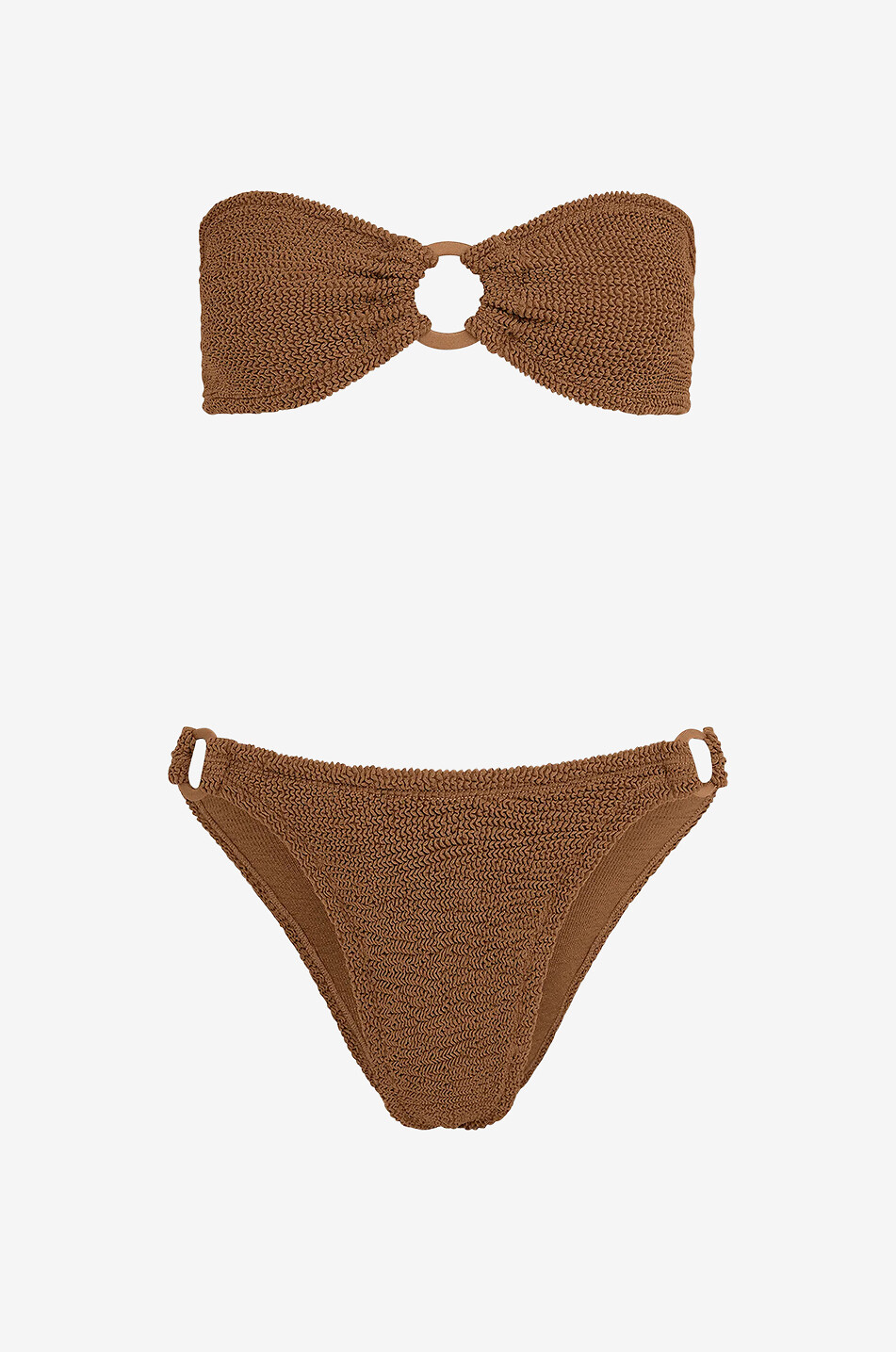 HUNZA G Gloria hoop-adorned bandeau bikini Women BROWN 1