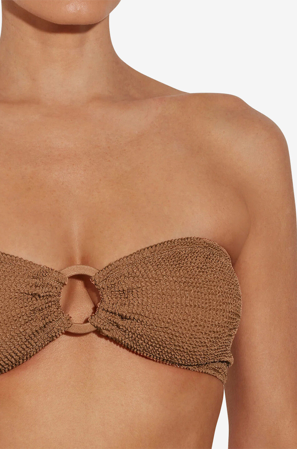 HUNZA G Gloria hoop-adorned bandeau bikini Women BROWN 4