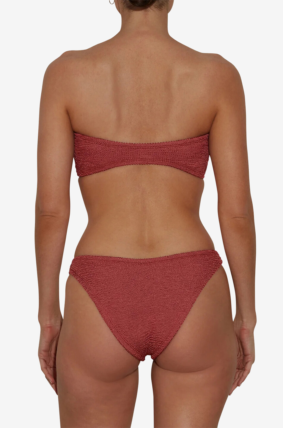 HUNZA G Gloria hoop-adorned bandeau bikini Women DARK PINK 3
