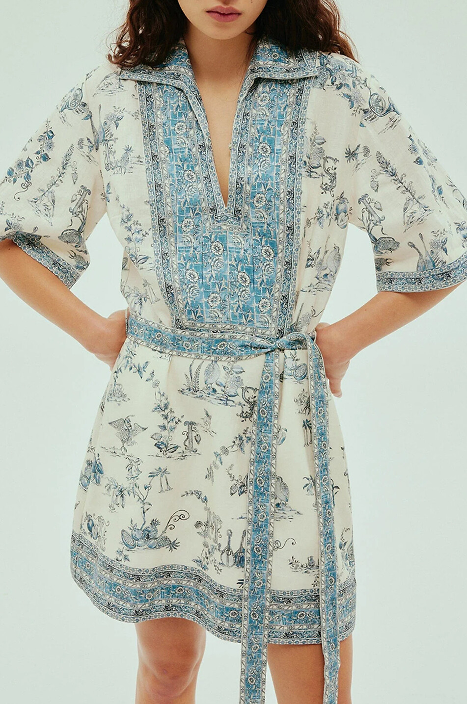 ALEMAIS Casa mini tunic dress in linen Women BLUE 5