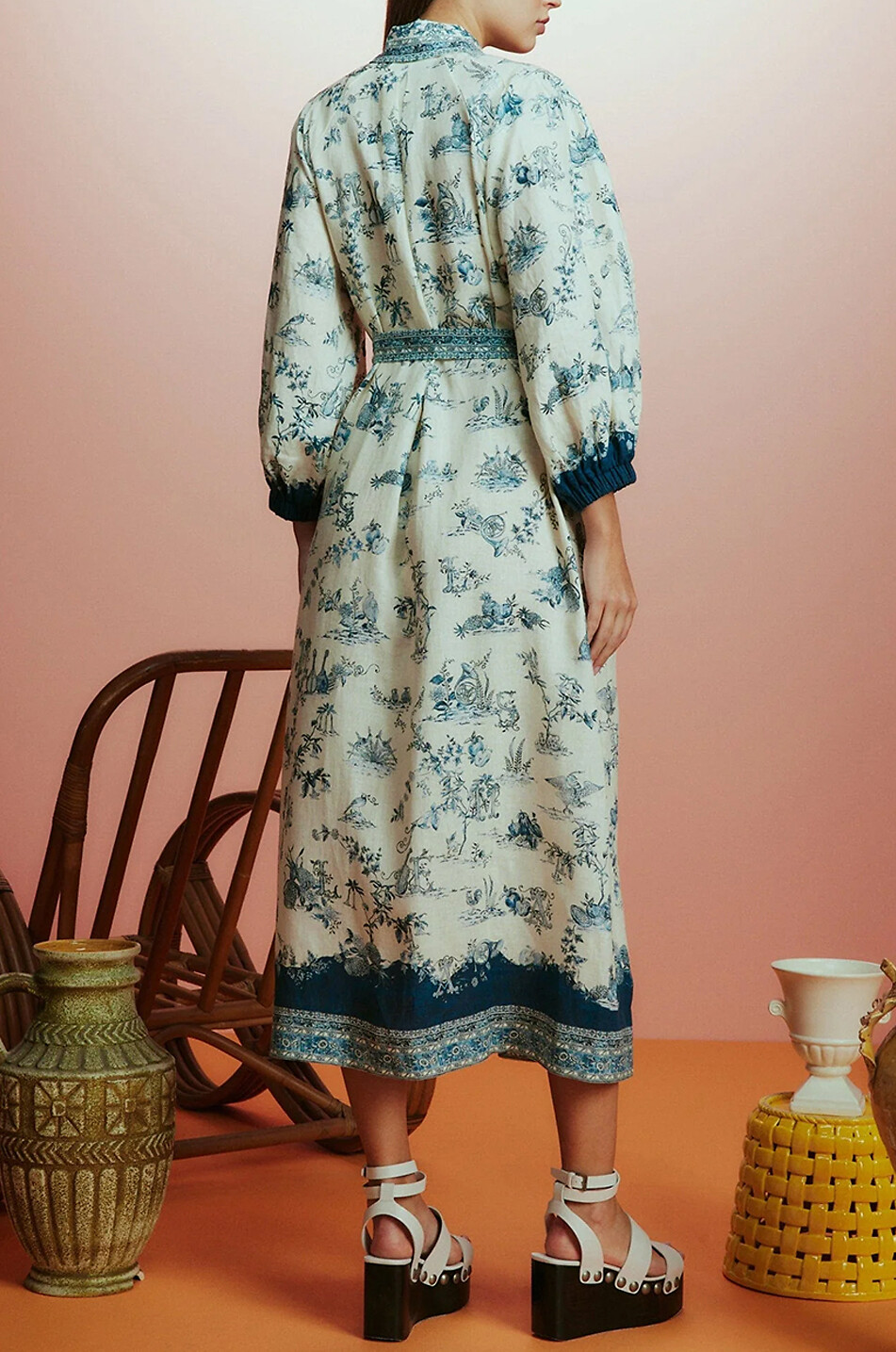 Midilanges Leinen-Hemdkleid Casa