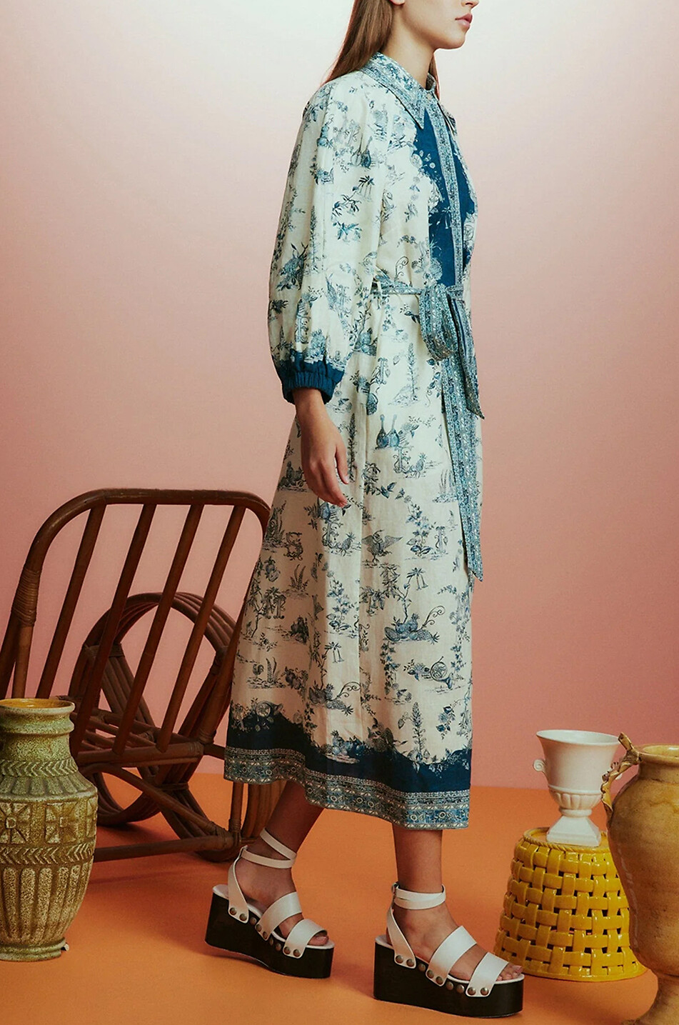 Midilanges Leinen-Hemdkleid Casa