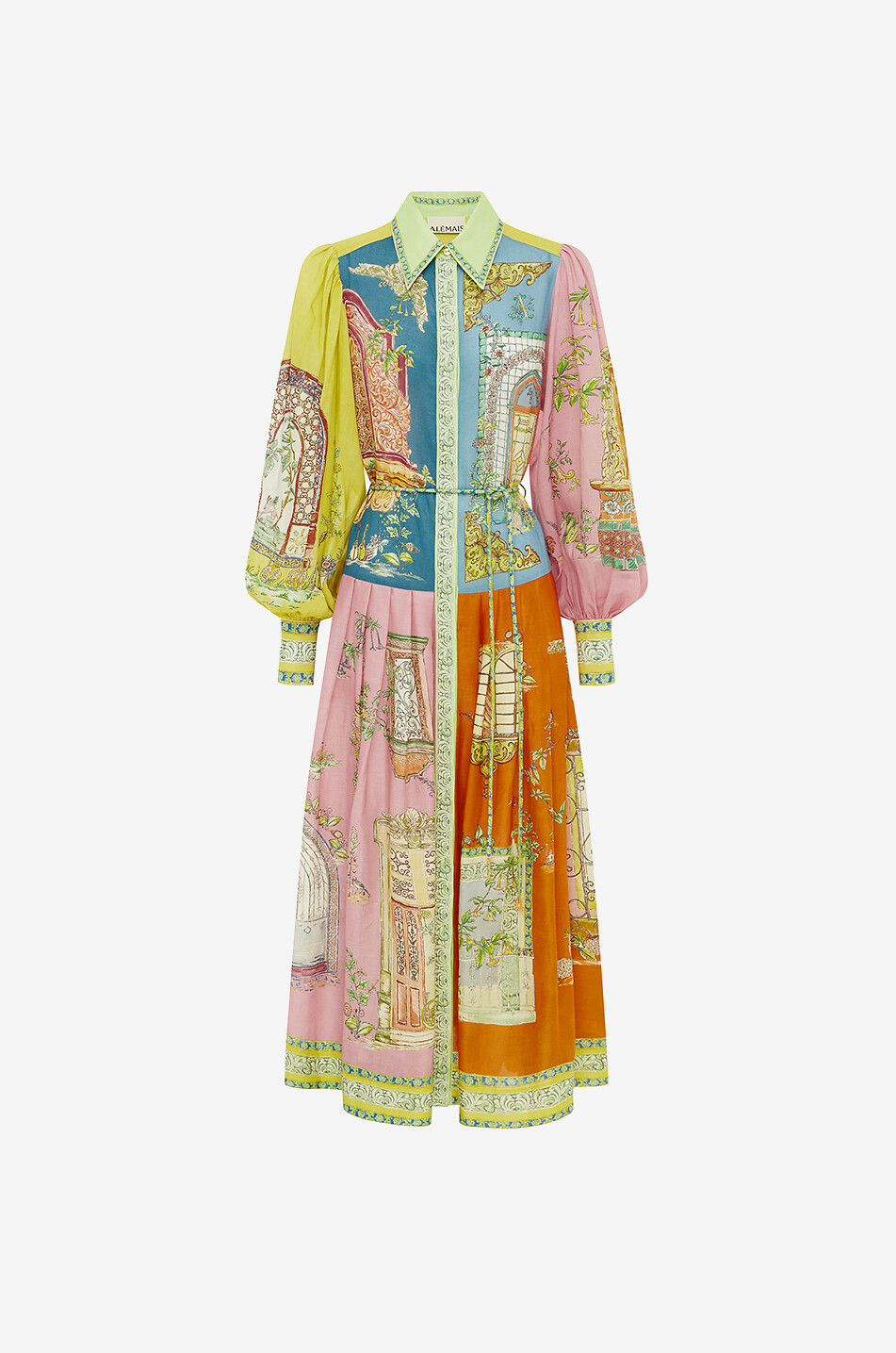ALEMAIS Monte midi ramie shirt dress Women MULTI COLOURED 1