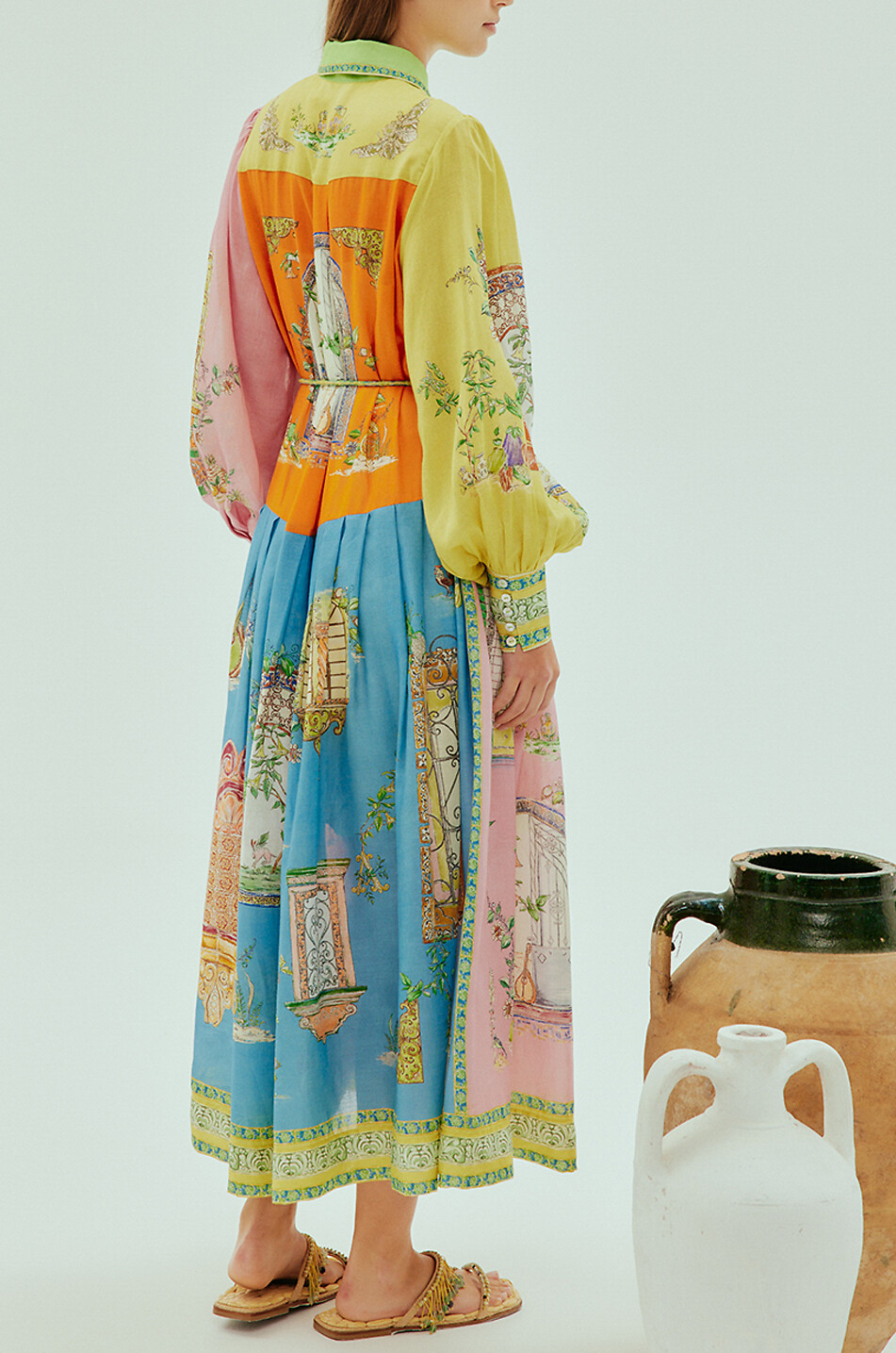 ALEMAIS Monte midi ramie shirt dress Women MULTI COLOURED 4
