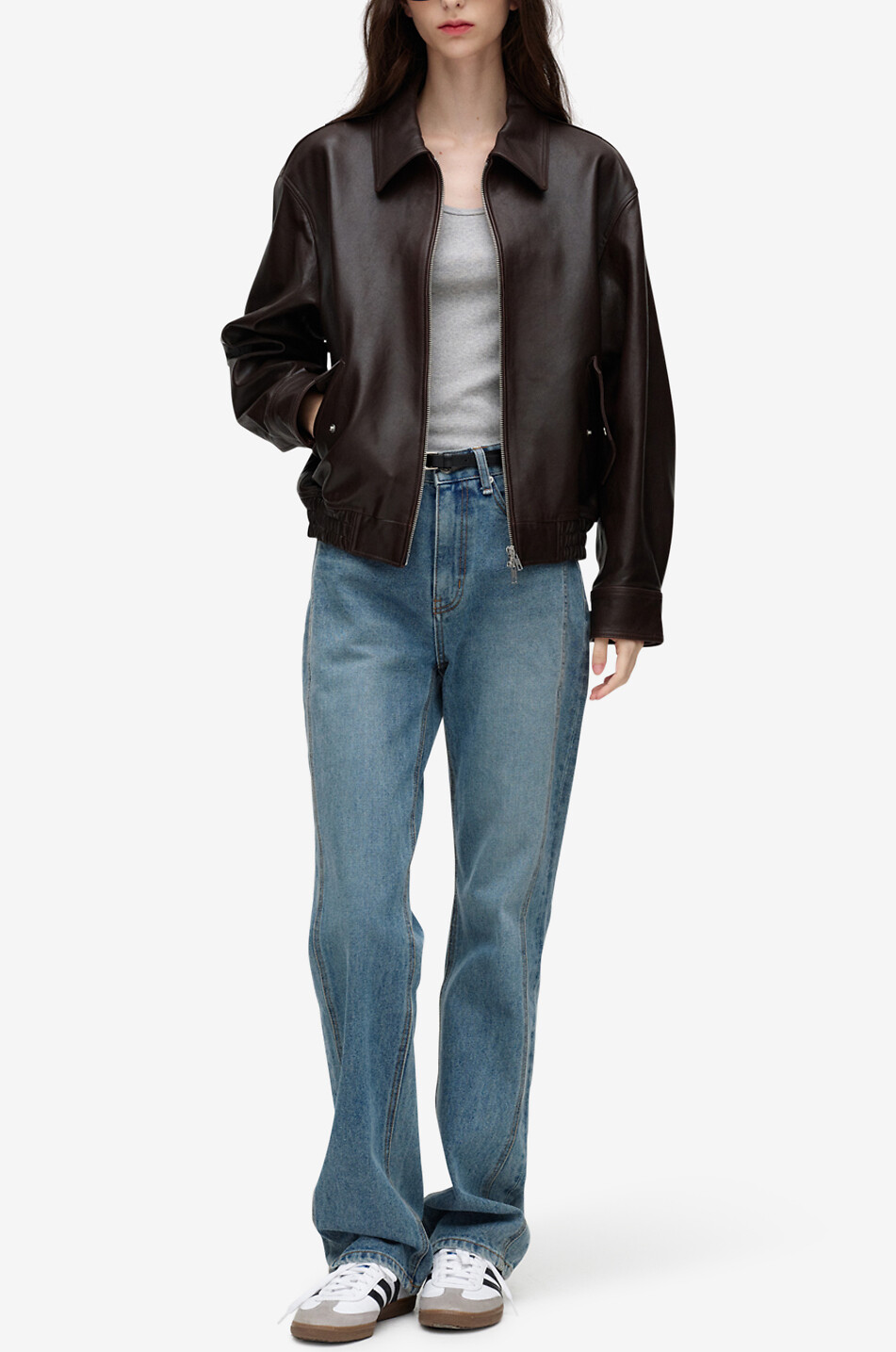 DUNST Faux leather bomber jacket Women BROWN 3