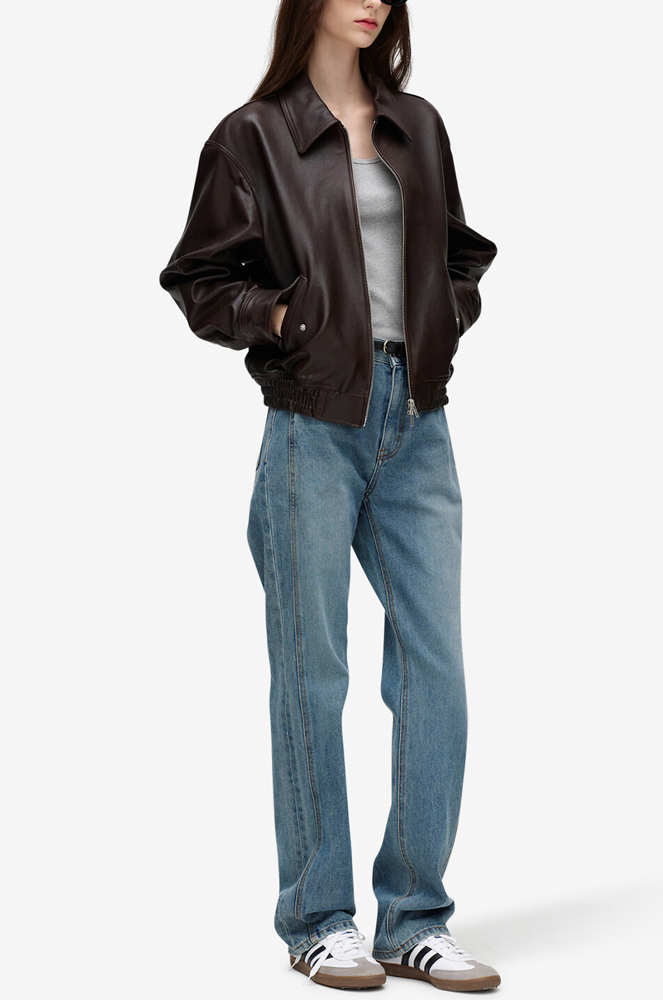 DUNST Faux leather bomber jacket Women BROWN 7