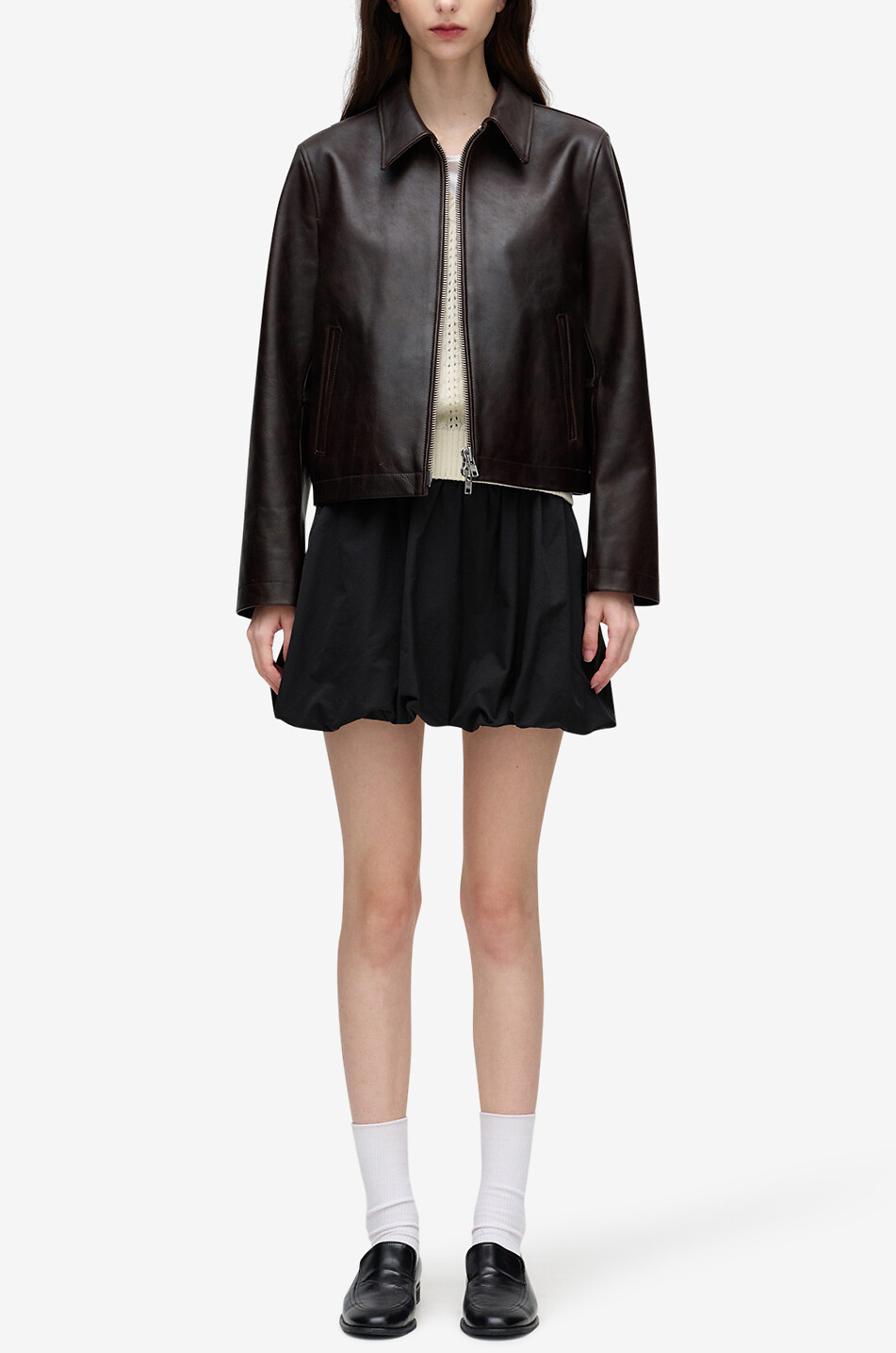DUNST Short faux leather jacket Women BROWN 3