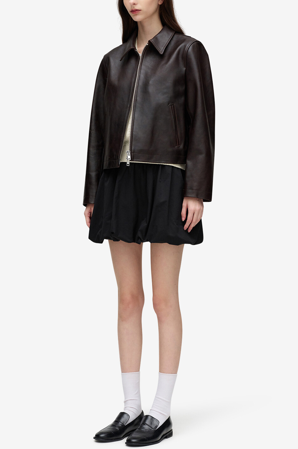 DUNST Short faux leather jacket Women BROWN 4