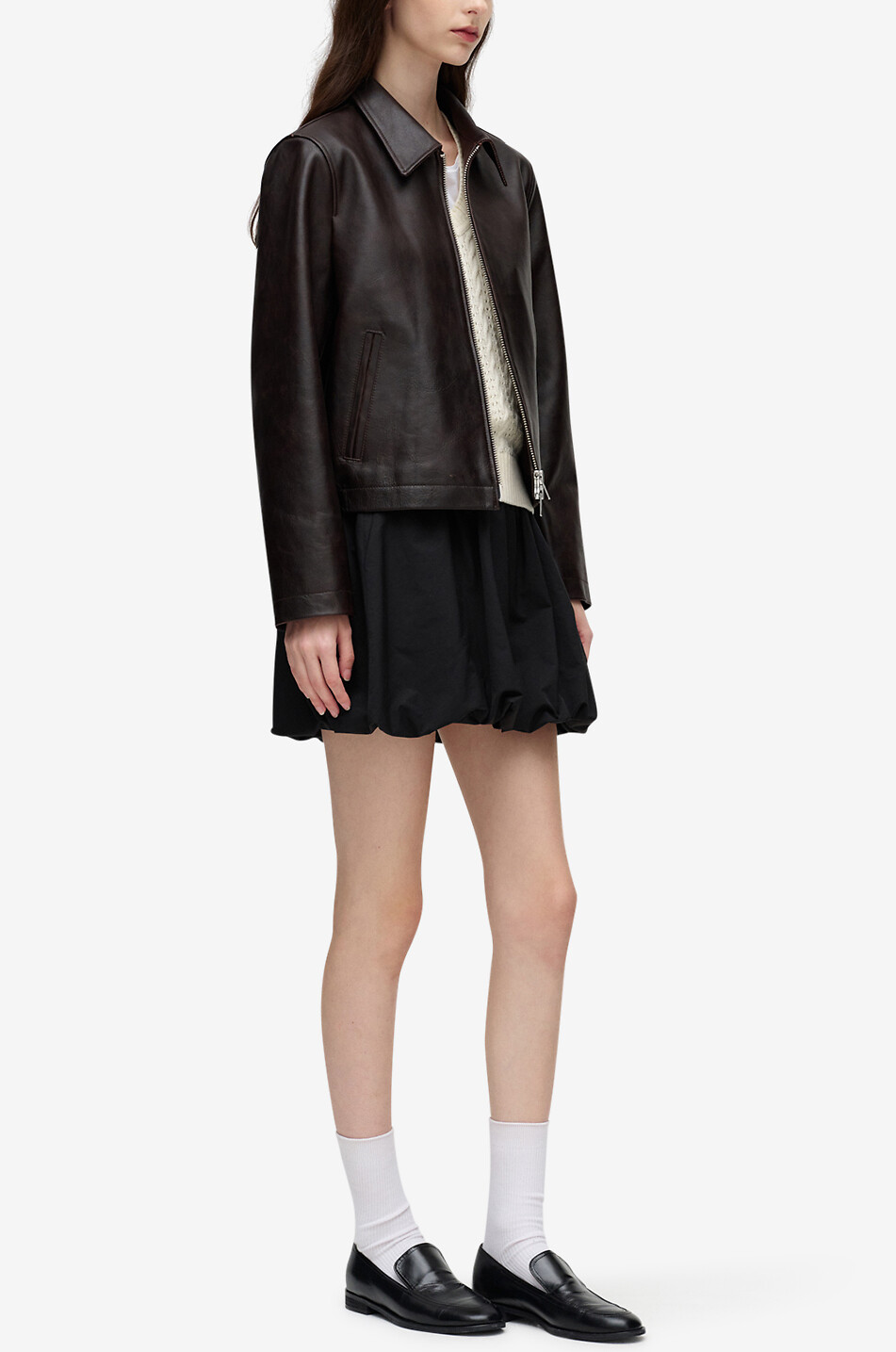 DUNST Short faux leather jacket Women BROWN 6