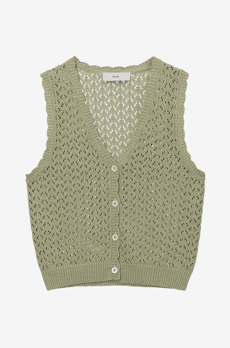 DUNST Gilet ajouré boutonné à col en V Femme VERT 1