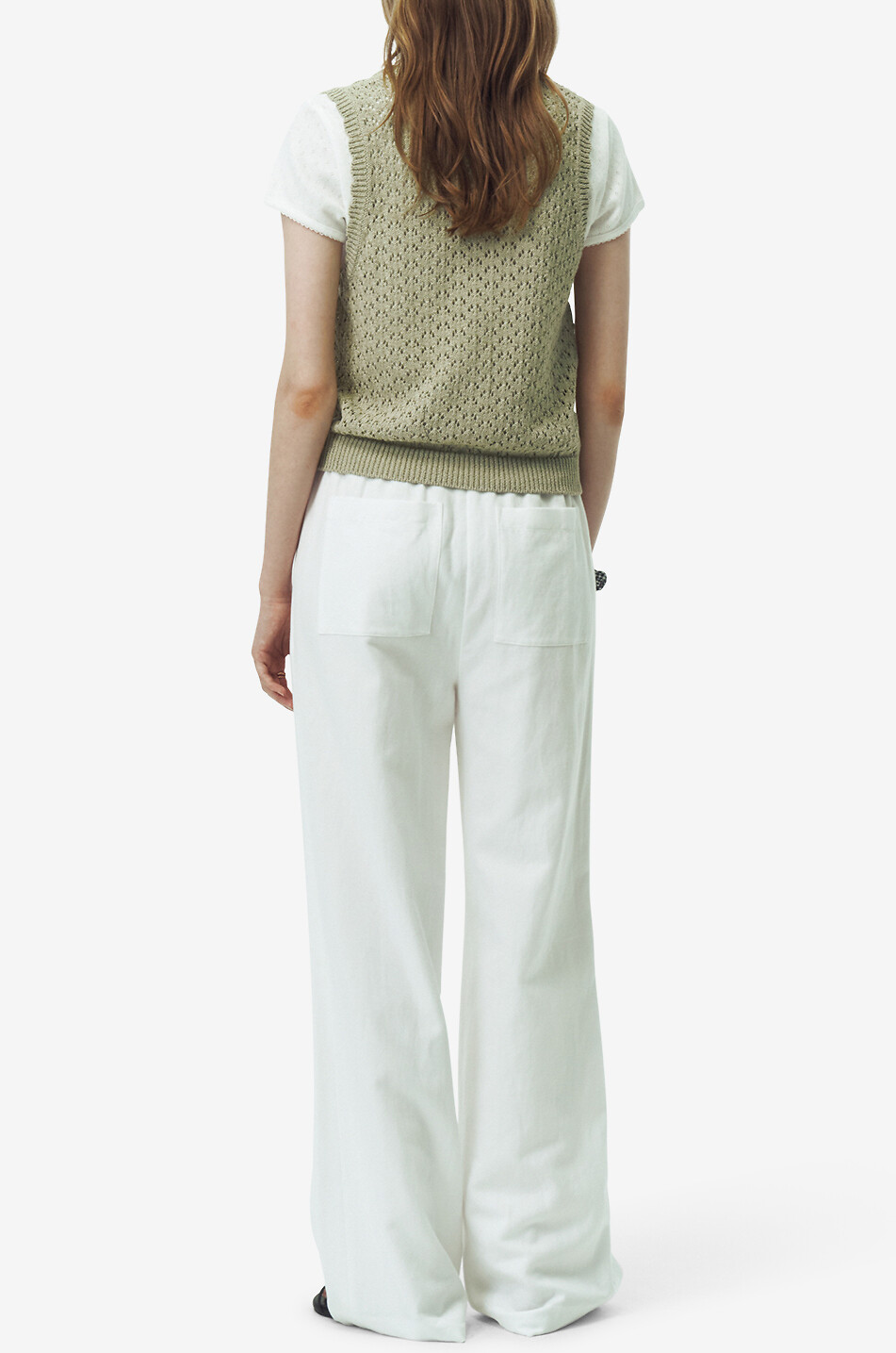 DUNST Gilet ajouré boutonné à col en V Femme VERT 6