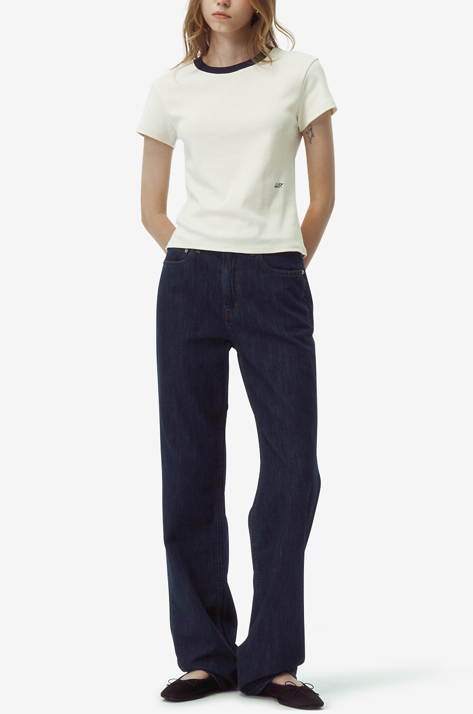 DUNST Dunkle Jeans mit geradem Bein Damen DUNKELBLAU 3