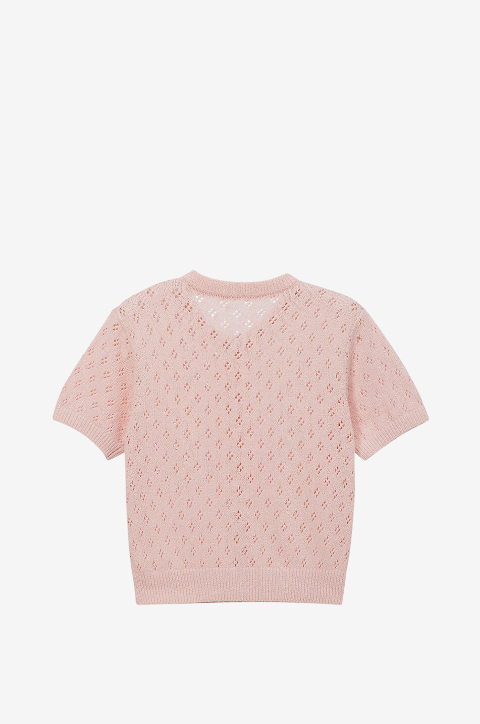 DUNST Short-sleeved pointelle-knit cardigan Women PINK 2