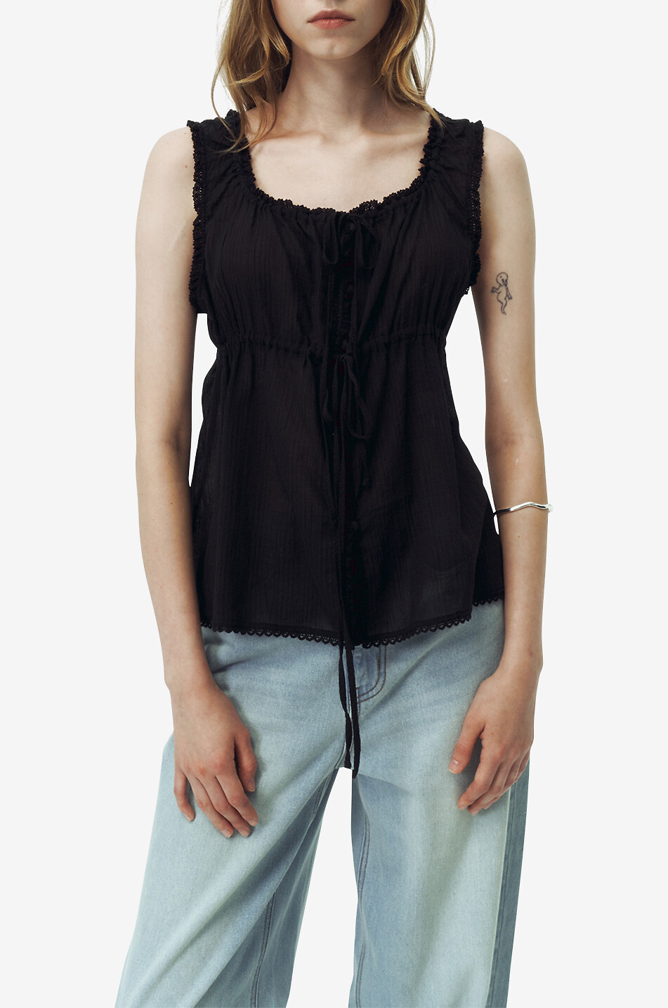 DUNST Top sans manches à ourlet festonné Femme NOIR 3