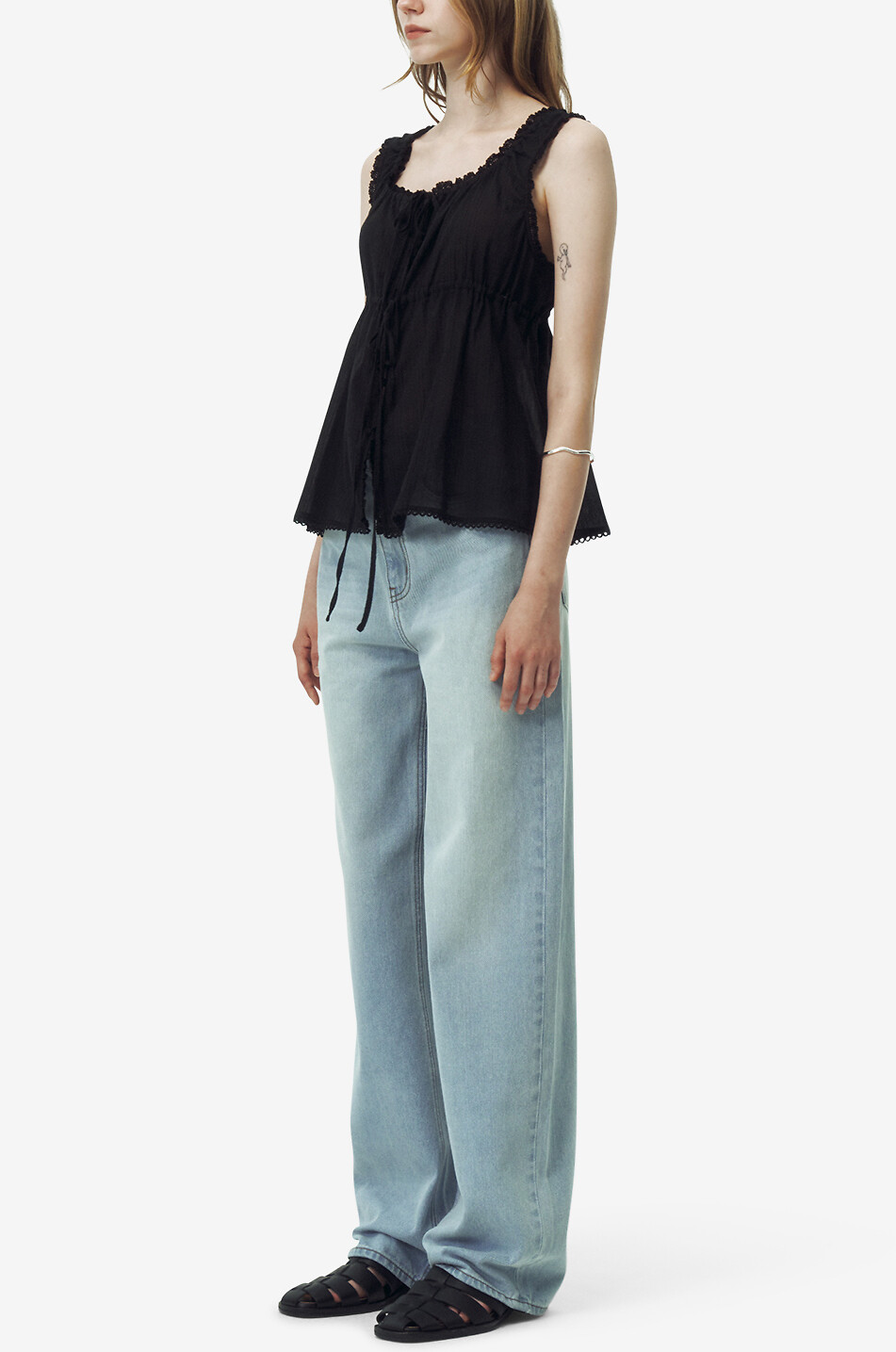 DUNST Top sans manches à ourlet festonné Femme NOIR 5